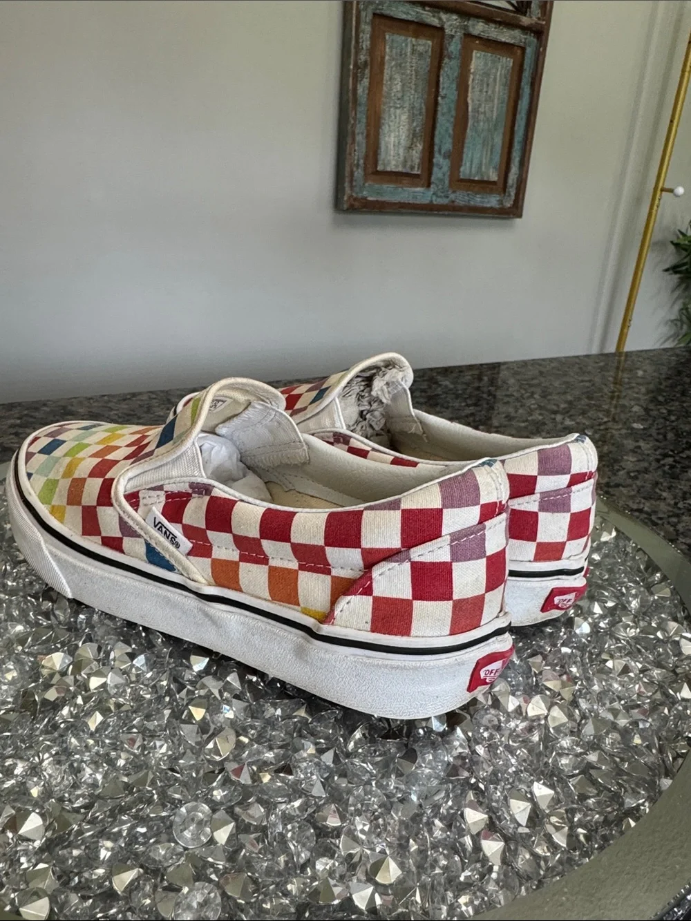 Vans accents checkerboard slip